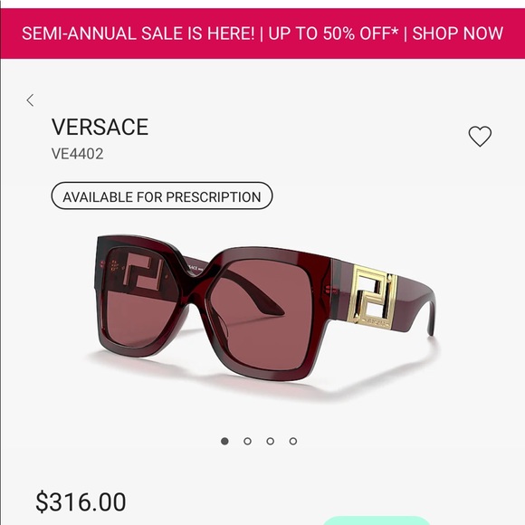 NEW w/ Box Versace Sunglasses with Dark Violet lenses and Transparent Red frame - Picture 2 of 7